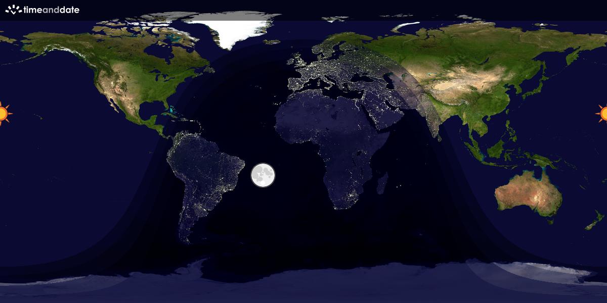 Verdenskart som viser dag og natt 