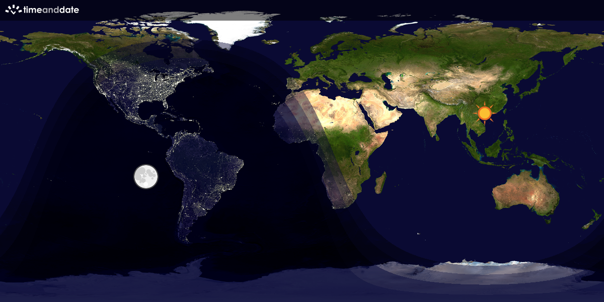Verdenskart som viser dag og natt 
