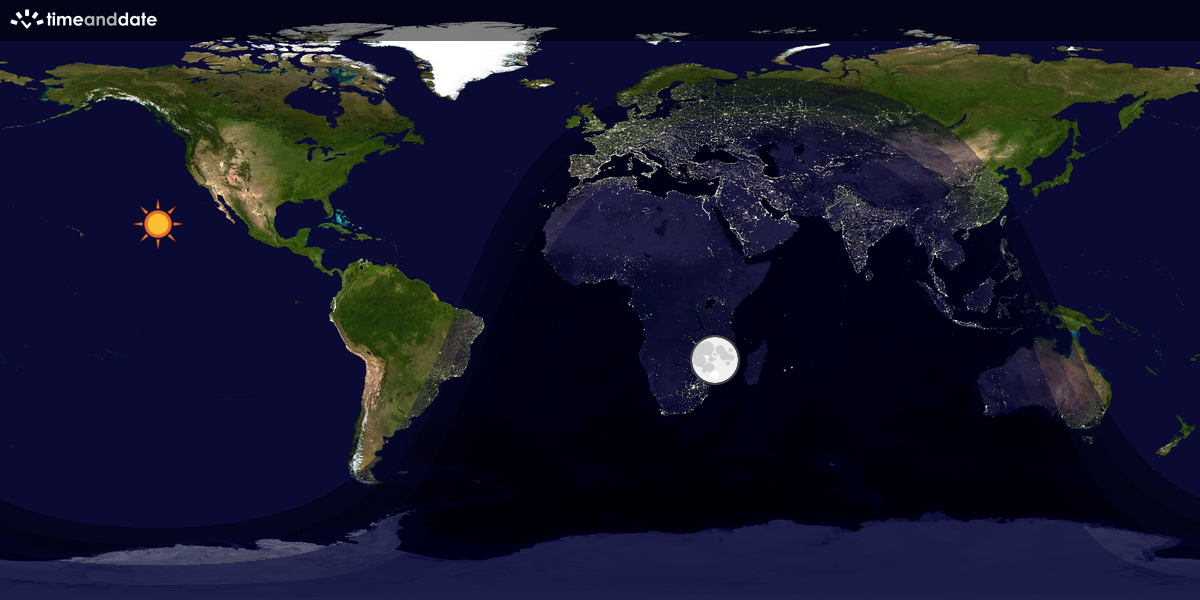 Verdenskart som viser dag og natt 
