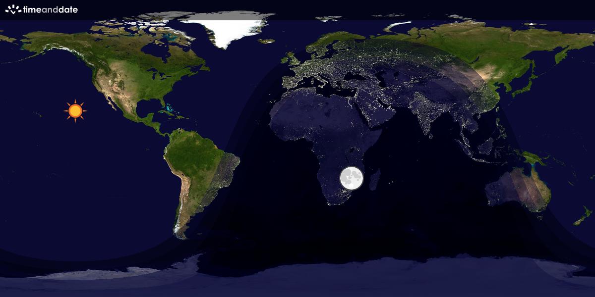 Verdenskart som viser dag og natt 