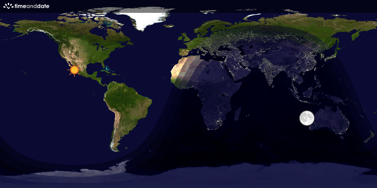 Verdenskart som viser dag og natt 