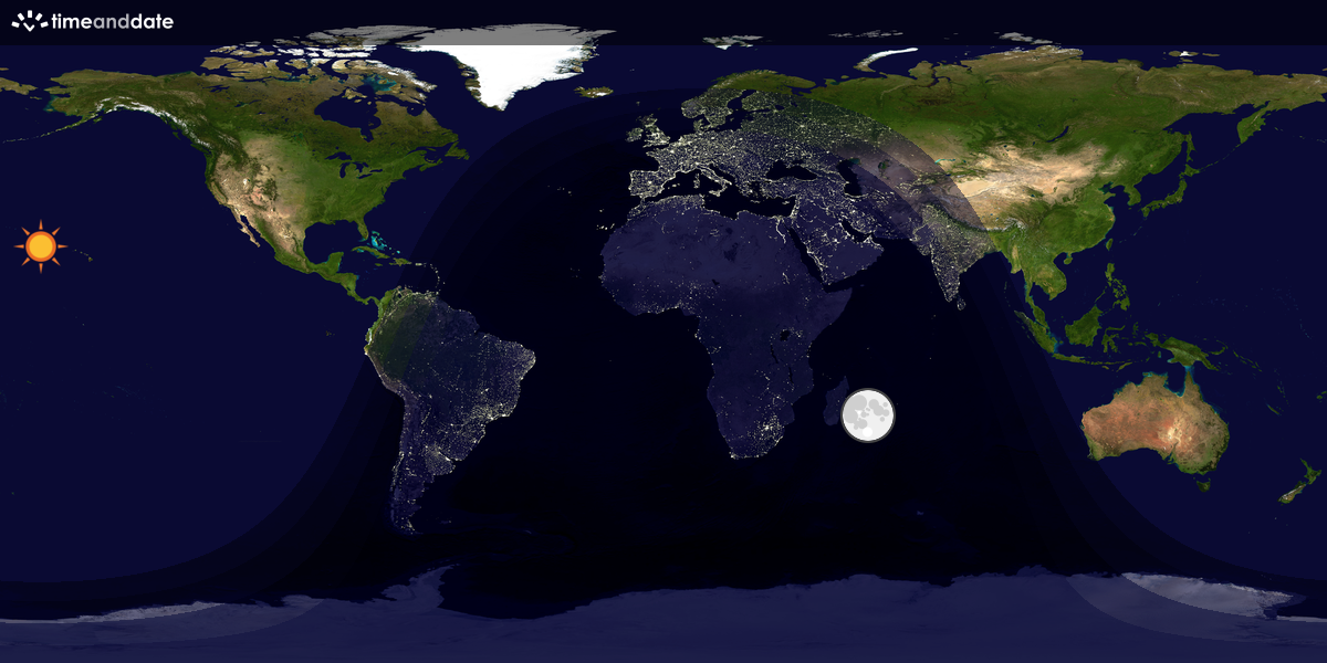 Verdenskart som viser dag og natt 