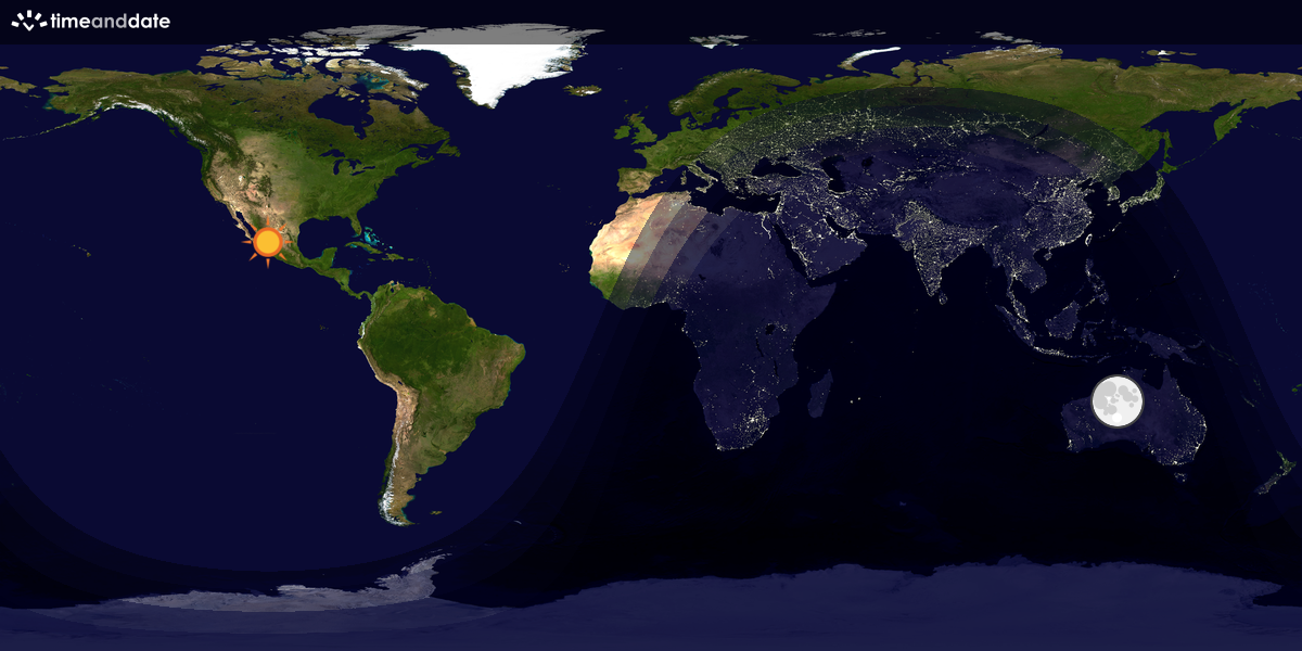 Verdenskart som viser dag og natt 