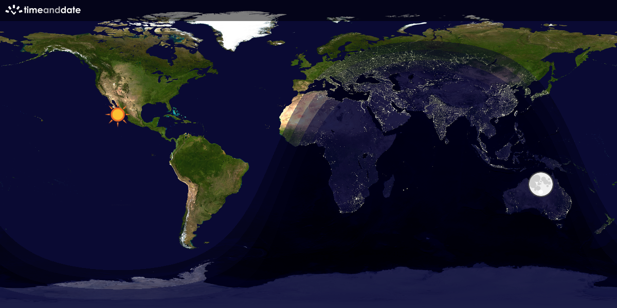 Verdenskart som viser dag og natt 