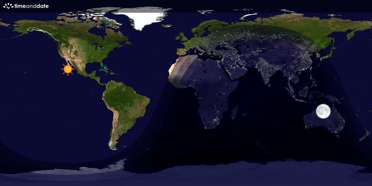 Verdenskart som viser dag og natt 