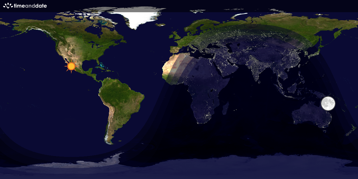Verdenskart som viser dag og natt 