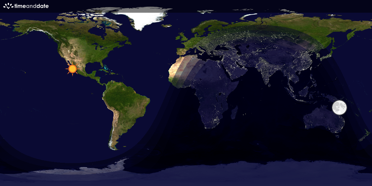 Verdenskart som viser dag og natt 