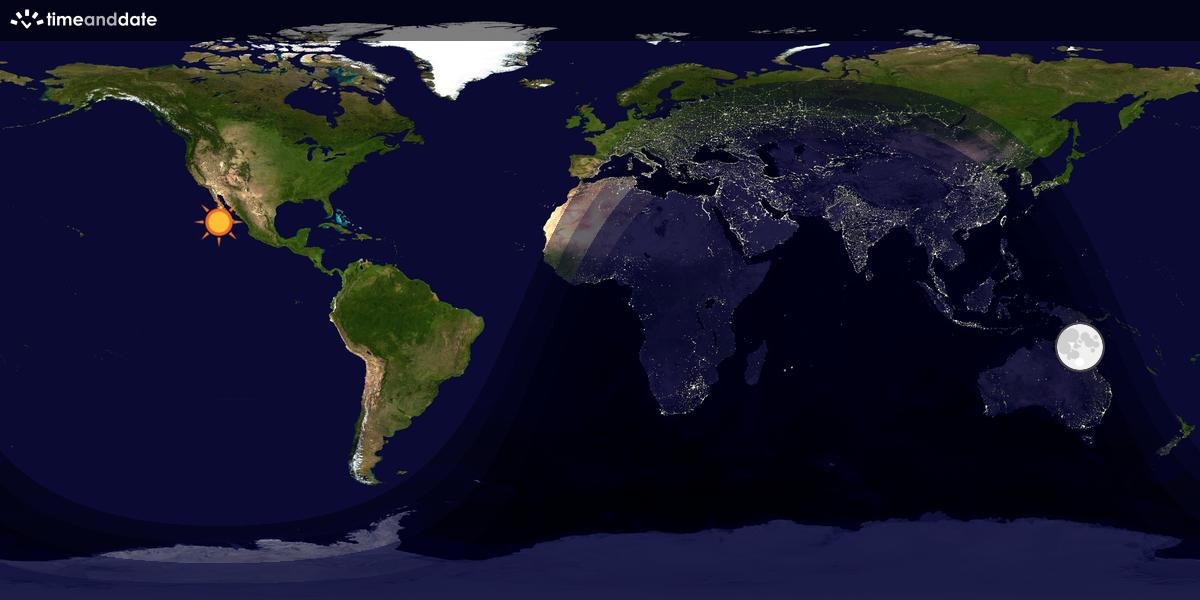Verdenskart som viser dag og natt 
