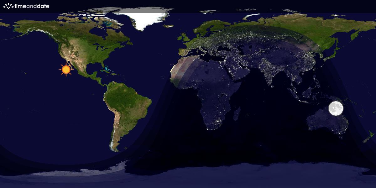 Verdenskart som viser dag og natt 
