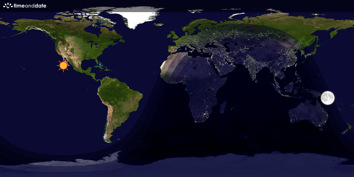 Verdenskart som viser dag og natt 