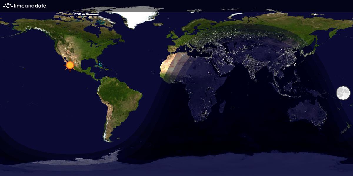 Verdenskart som viser dag og natt 