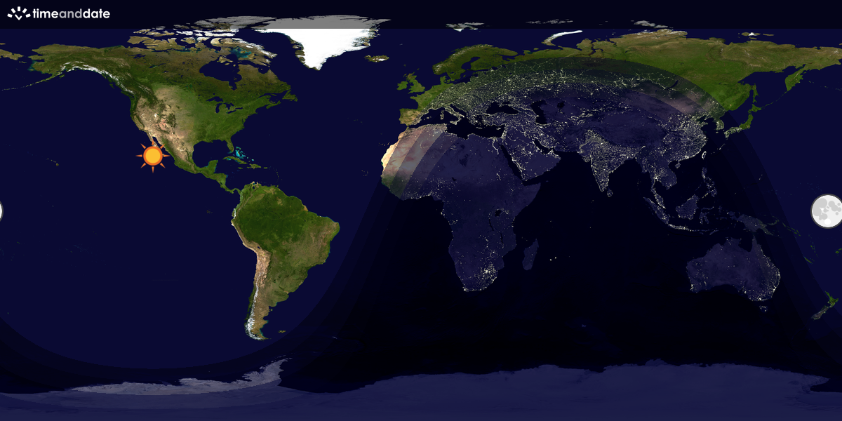 Verdenskart som viser dag og natt 