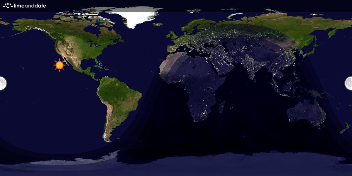 Verdenskart som viser dag og natt 