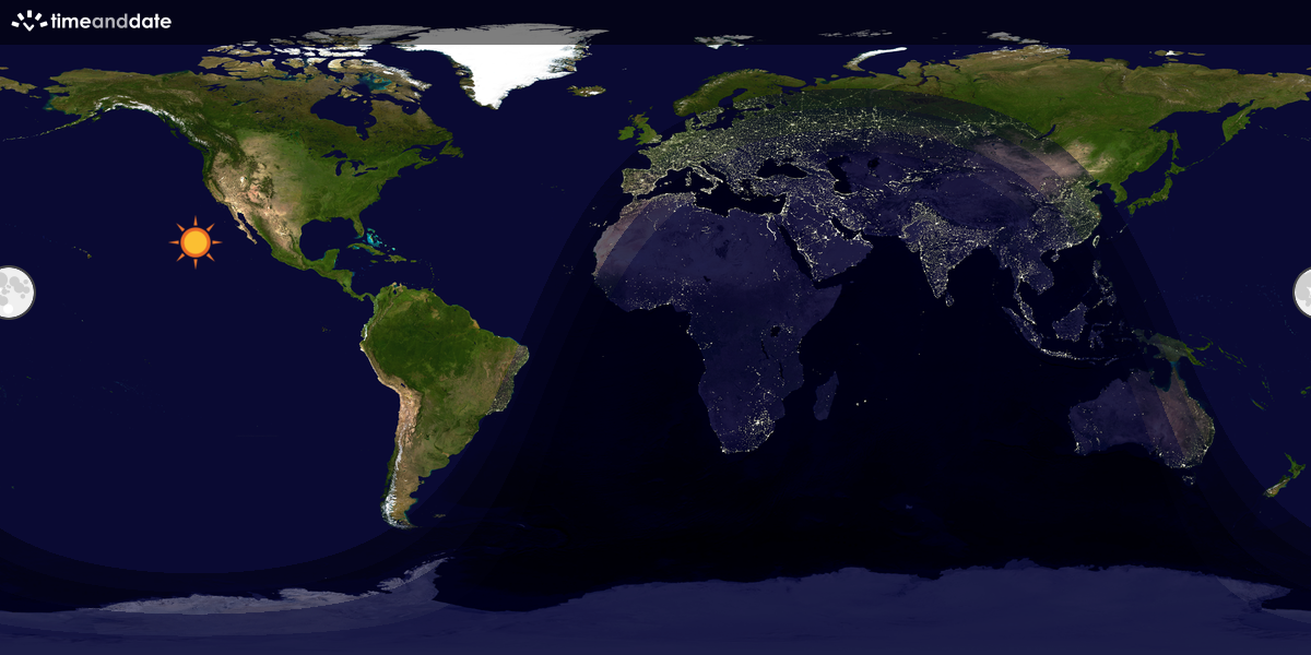 Verdenskart som viser dag og natt 