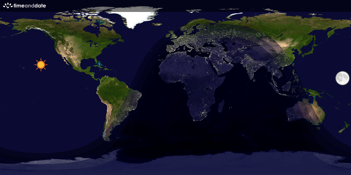 Verdenskart som viser dag og natt 