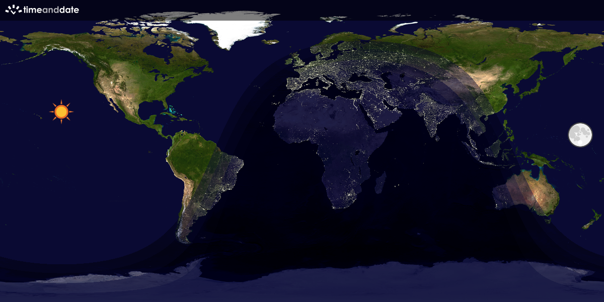 Verdenskart som viser dag og natt 