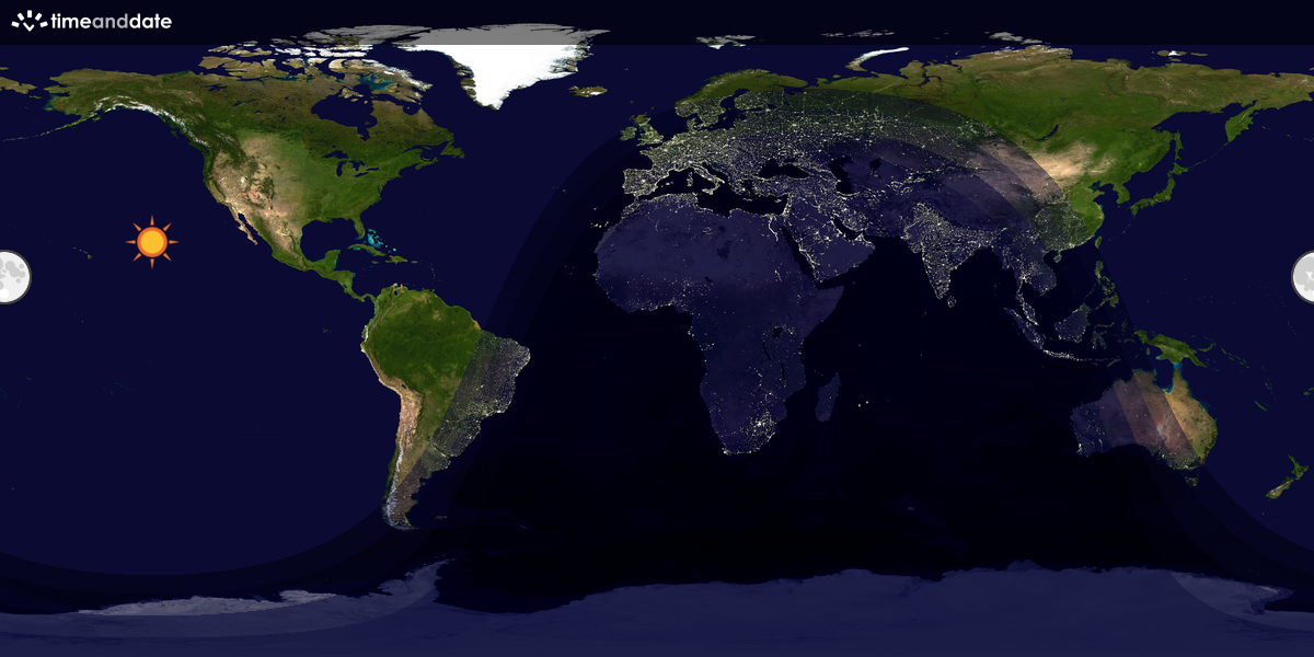 Verdenskart som viser dag og natt 