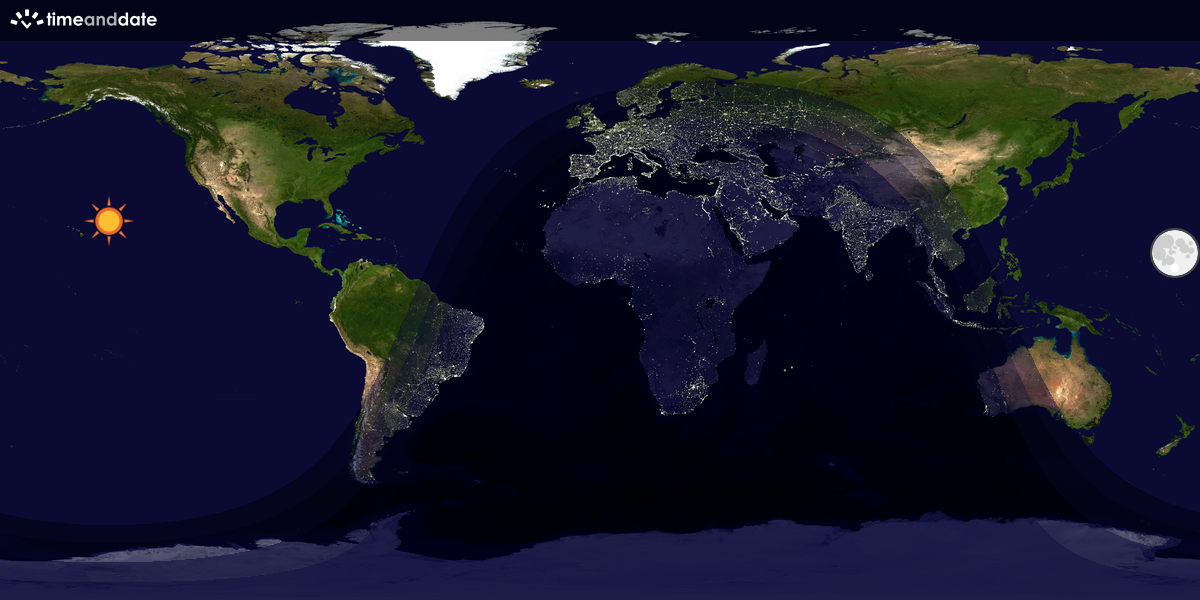 Verdenskart som viser dag og natt 