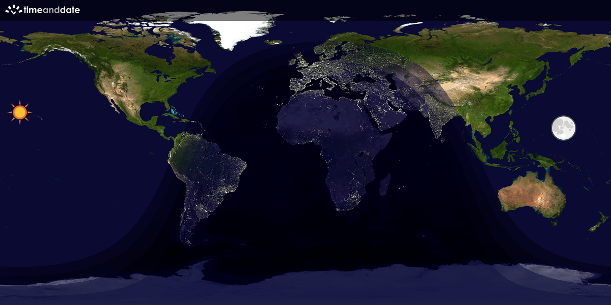 Verdenskart som viser dag og natt 