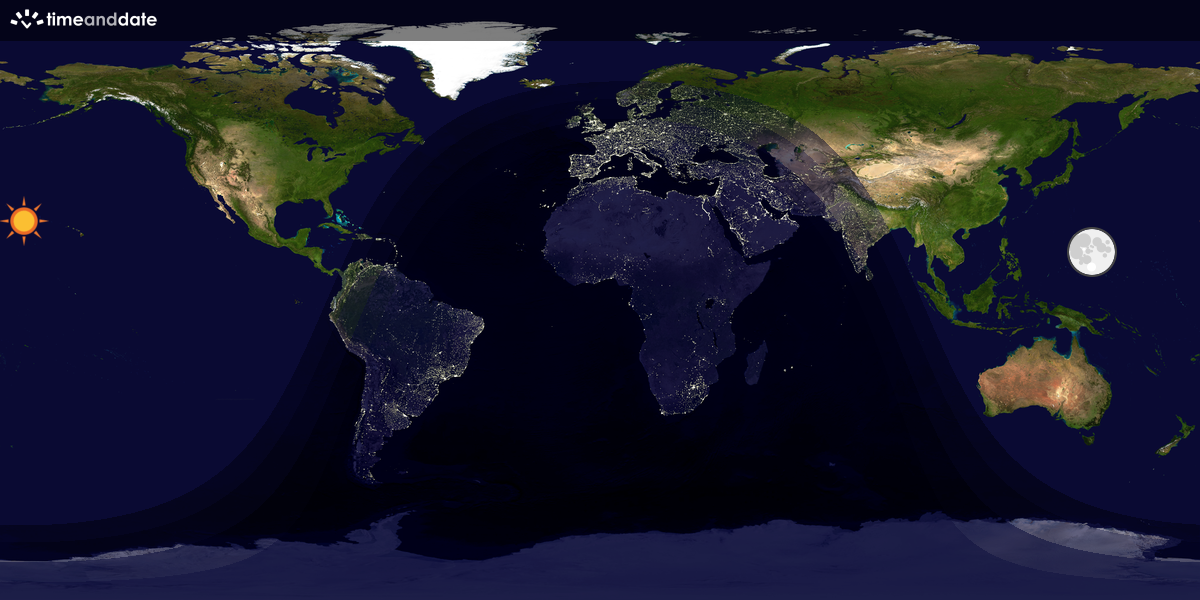 Verdenskart som viser dag og natt 
