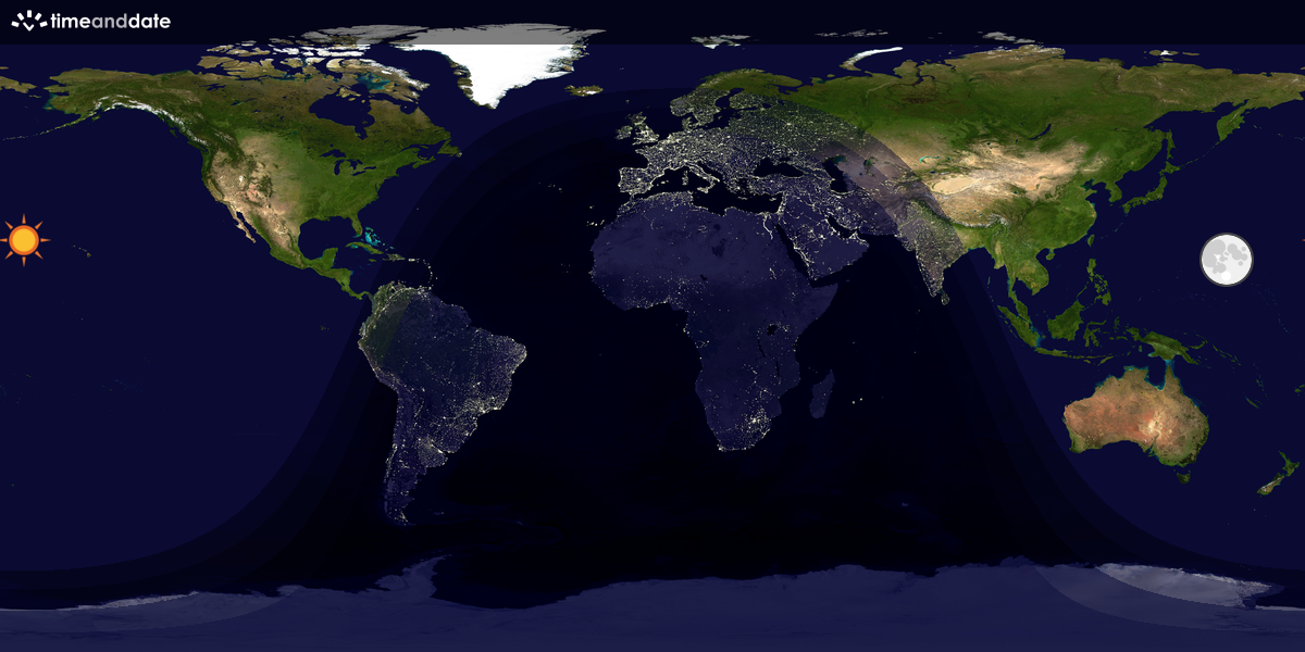 Verdenskart som viser dag og natt 