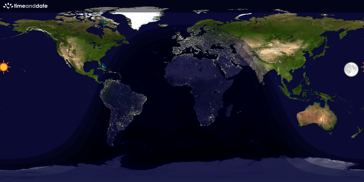Verdenskart som viser dag og natt 