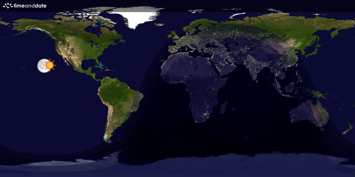 Verdenskart som viser dag og natt 