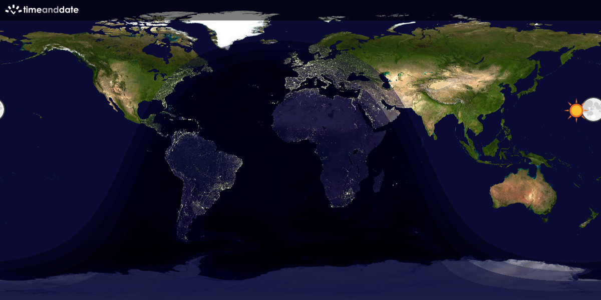 Verdenskart som viser dag og natt 
