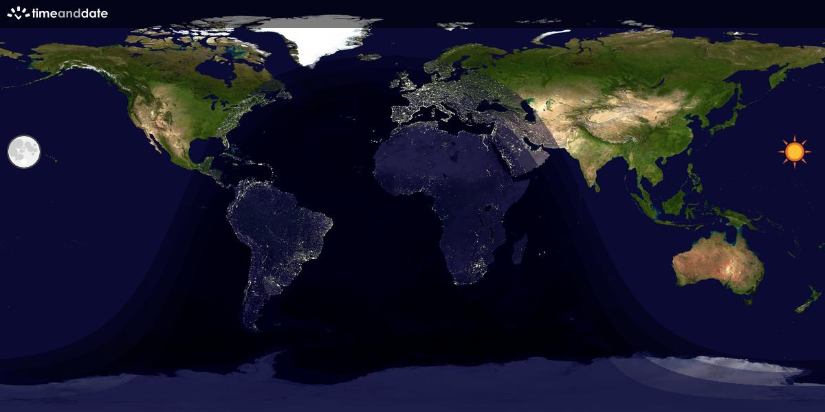 Verdenskart som viser dag og natt 