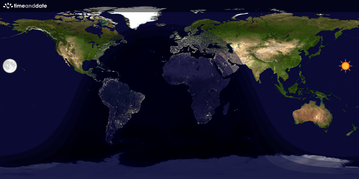 Verdenskart som viser dag og natt 