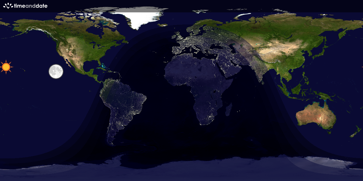 Verdenskart som viser dag og natt 