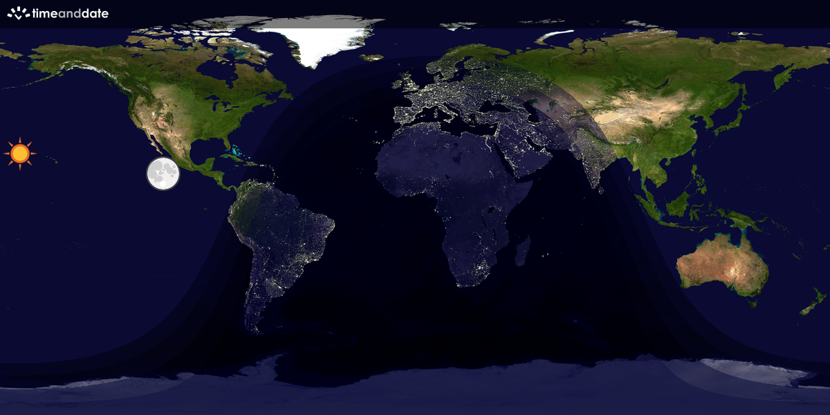 Verdenskart som viser dag og natt 