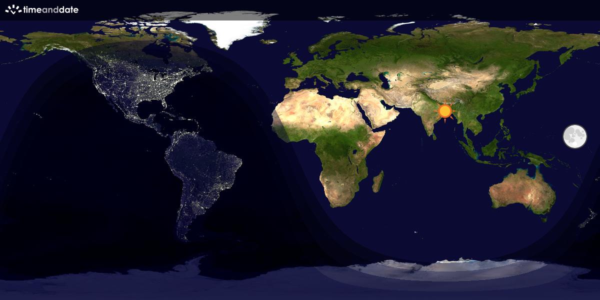 Verdenskart som viser dag og natt 