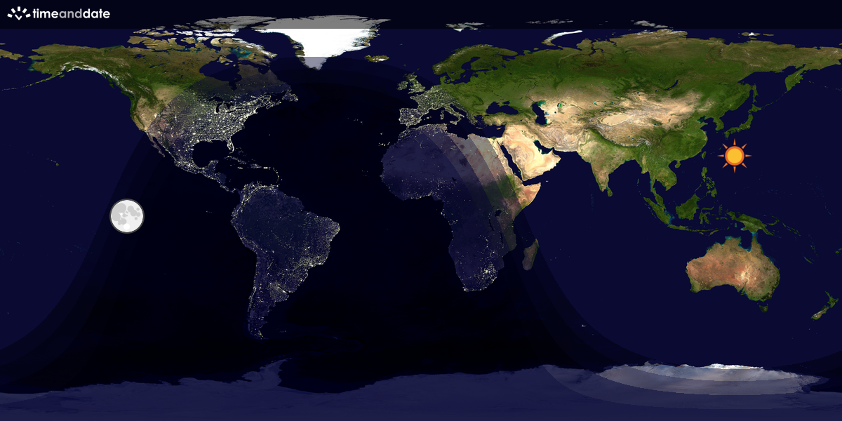 Verdenskart som viser dag og natt 
