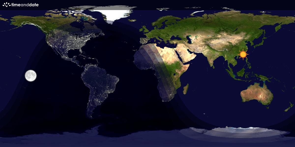 Verdenskart som viser dag og natt 