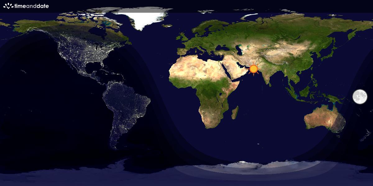 Verdenskart som viser dag og natt 