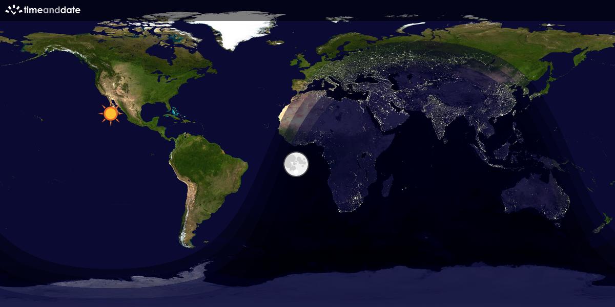 Verdenskart som viser dag og natt 