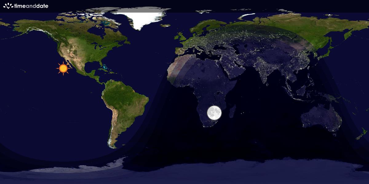 Verdenskart som viser dag og natt 