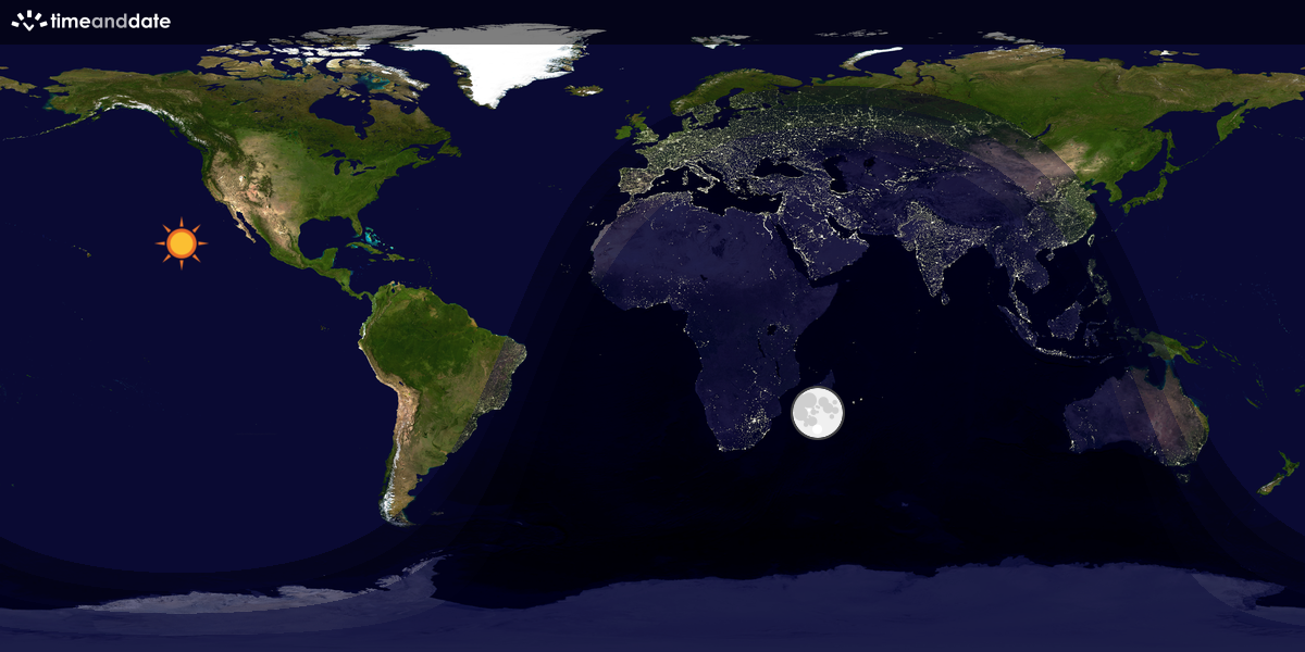 Verdenskart som viser dag og natt 