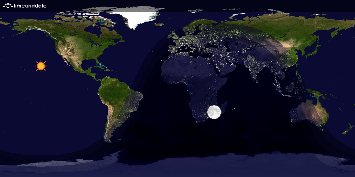 Verdenskart som viser dag og natt 