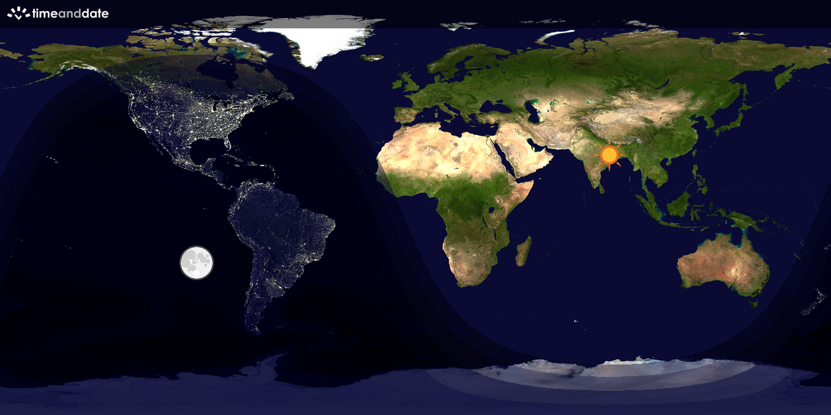 Verdenskart som viser dag og natt 