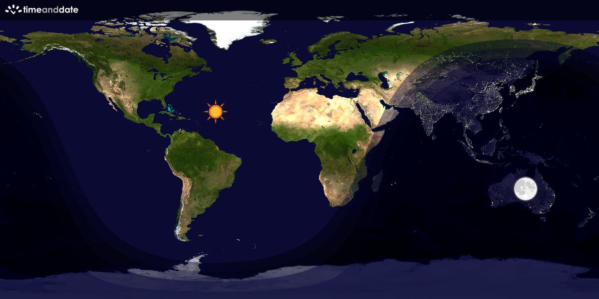 Verdenskart som viser dag og natt 
