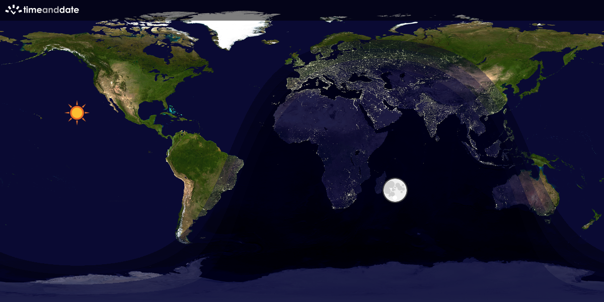 Verdenskart som viser dag og natt 