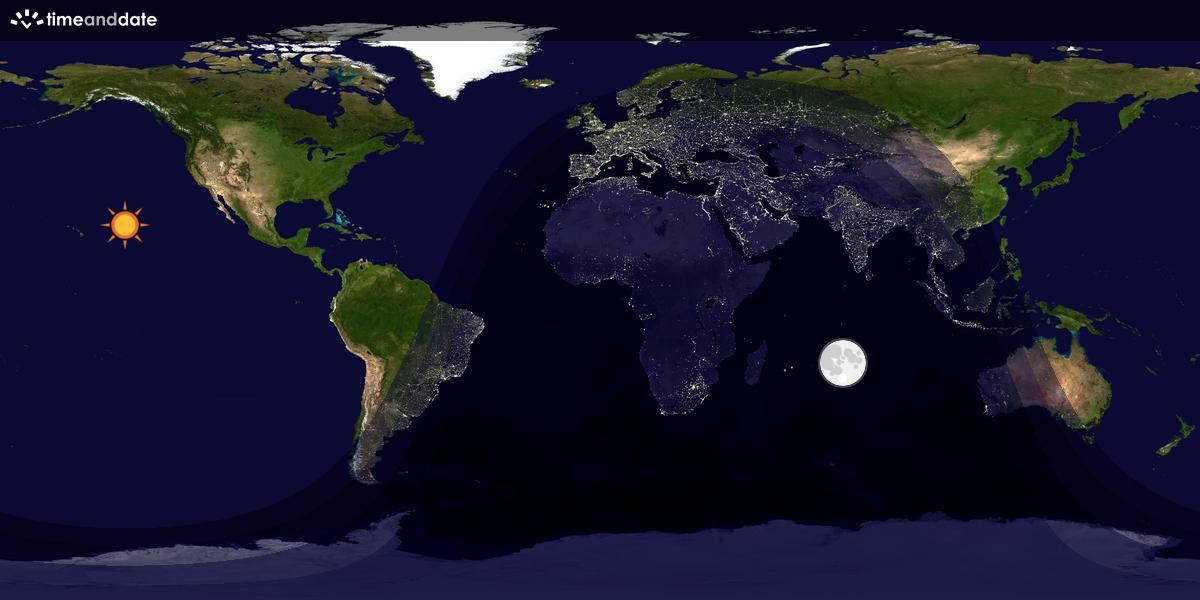 Verdenskart som viser dag og natt 