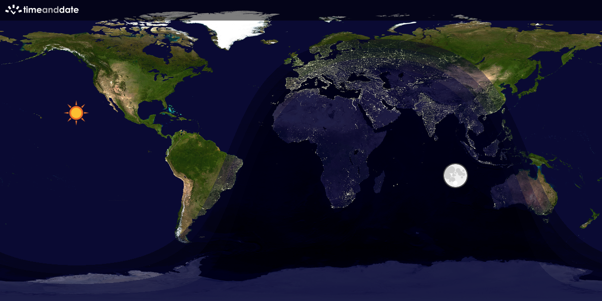 Verdenskart som viser dag og natt 