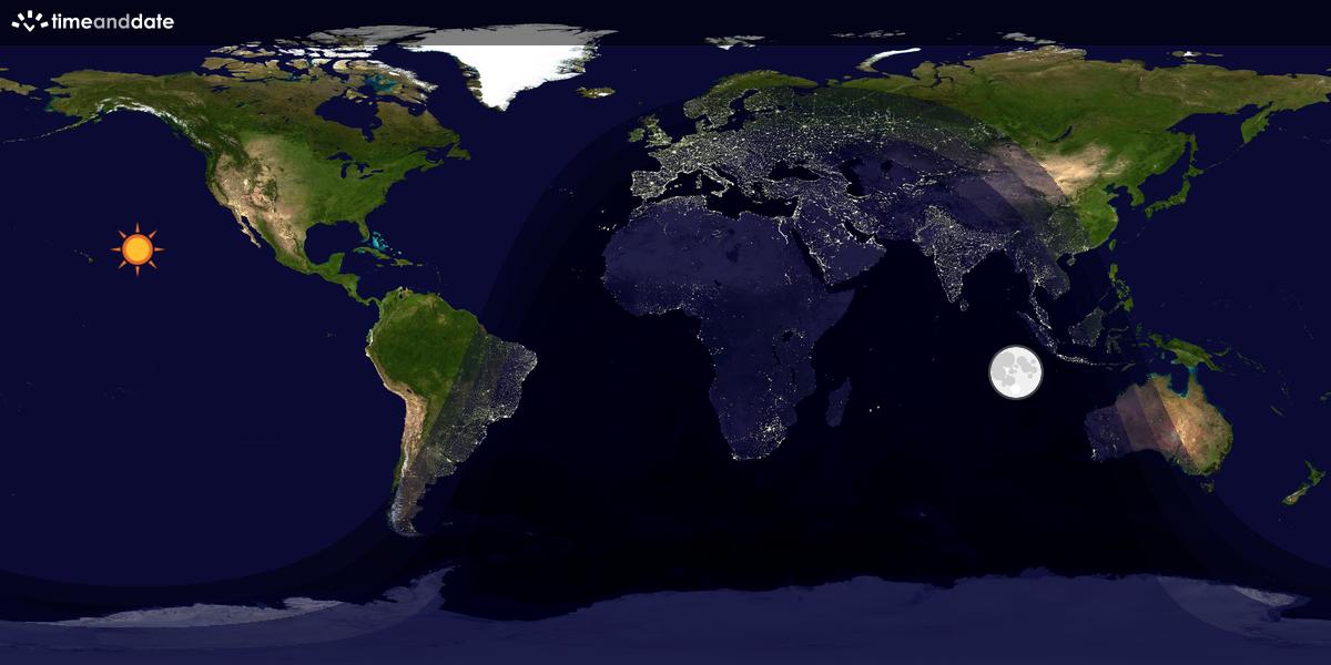 Verdenskart som viser dag og natt 