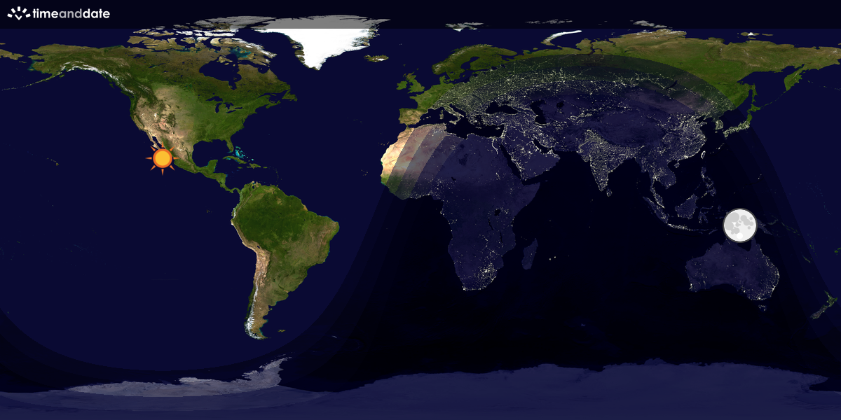 Verdenskart som viser dag og natt 