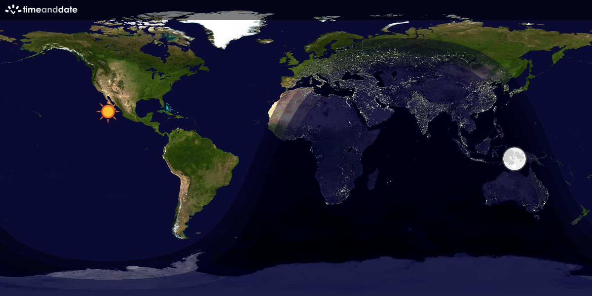 Verdenskart som viser dag og natt 