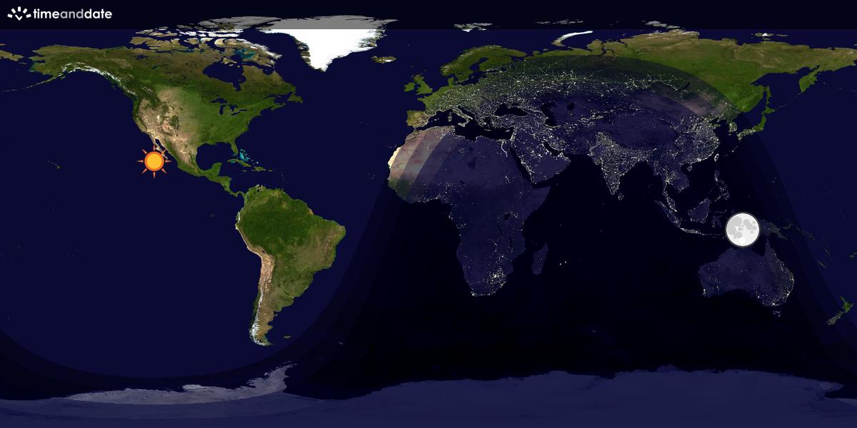 Verdenskart som viser dag og natt 