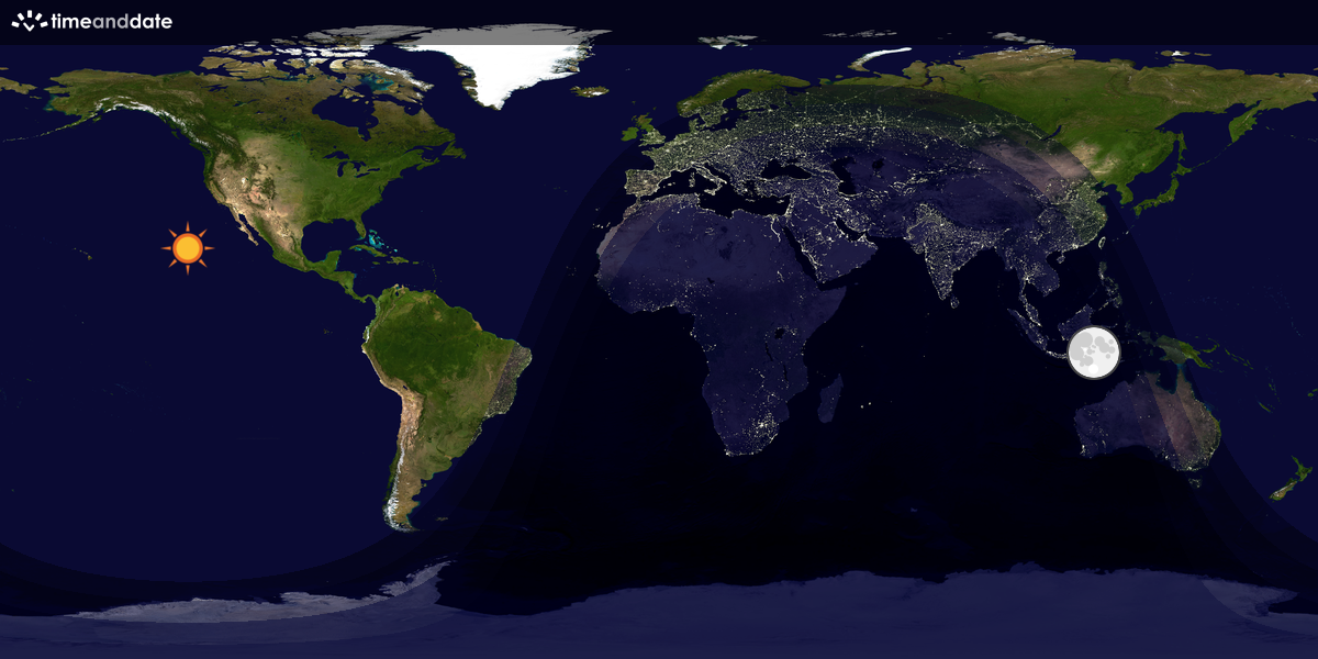 Verdenskart som viser dag og natt 
